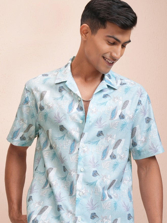 Locomotive Men Blue Printed Relaxed Fit Casual Shirt - Blue - Image 1
