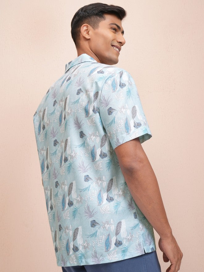 Locomotive Men Blue Printed Relaxed Fit Casual Shirt - Blue - Image 3