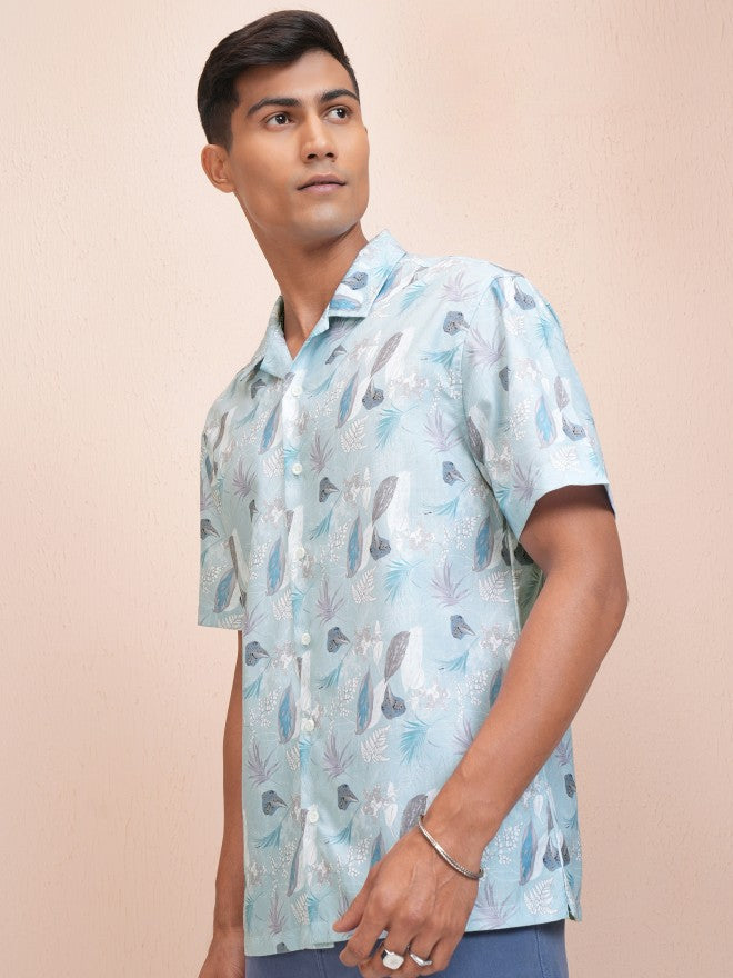 Locomotive Men Blue Printed Relaxed Fit Casual Shirt - Blue - Image 4