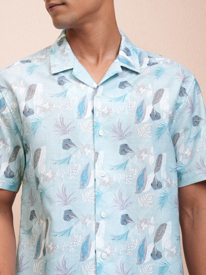 Locomotive Men Blue Printed Relaxed Fit Casual Shirt - Blue - Image 5