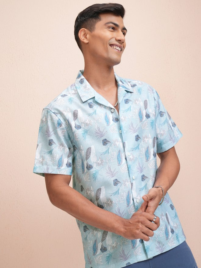 Locomotive Men Blue Printed Relaxed Fit Casual Shirt - Blue - Image 6