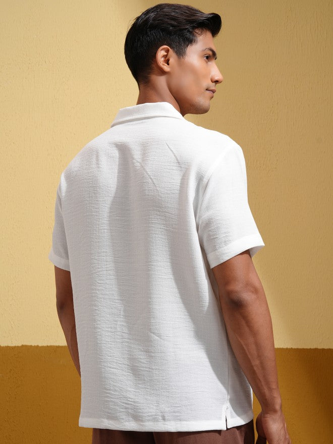 Locomotive Men White Solid Relaxed Fit Casual Shirt - White - Image 3