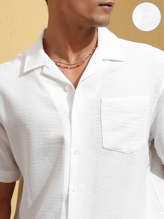 Locomotive Men White Solid Relaxed Fit Casual Shirt - White - Image 5