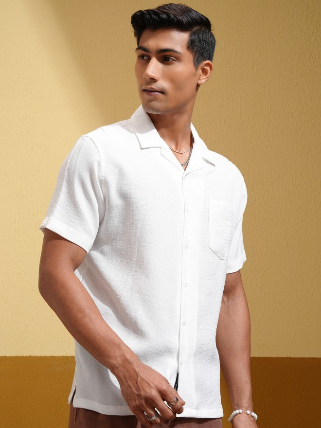 Locomotive Men White Solid Relaxed Fit Casual Shirt - White - Image 6