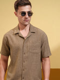 Locomotive Men Brown Solid Oversized Fit Casual Shirt - Brown - Image 1