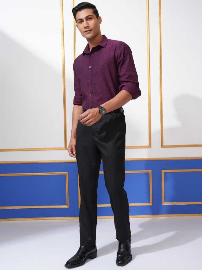 Locomotive Men Purple Printed Slim Fit Casual Shirt - Purple - Image 2