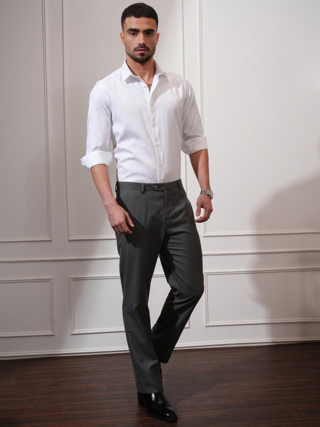 Locomotive Men White Textured Slim Fit Casual Shirt - White - Image 2