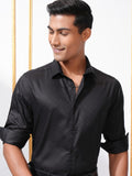Locomotive Men Black Textured Slim Fit Casual Shirt - Black - Image 1
