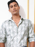 Locomotive Men Green Printed Slim Fit Casual Shirt - Green - Image 1