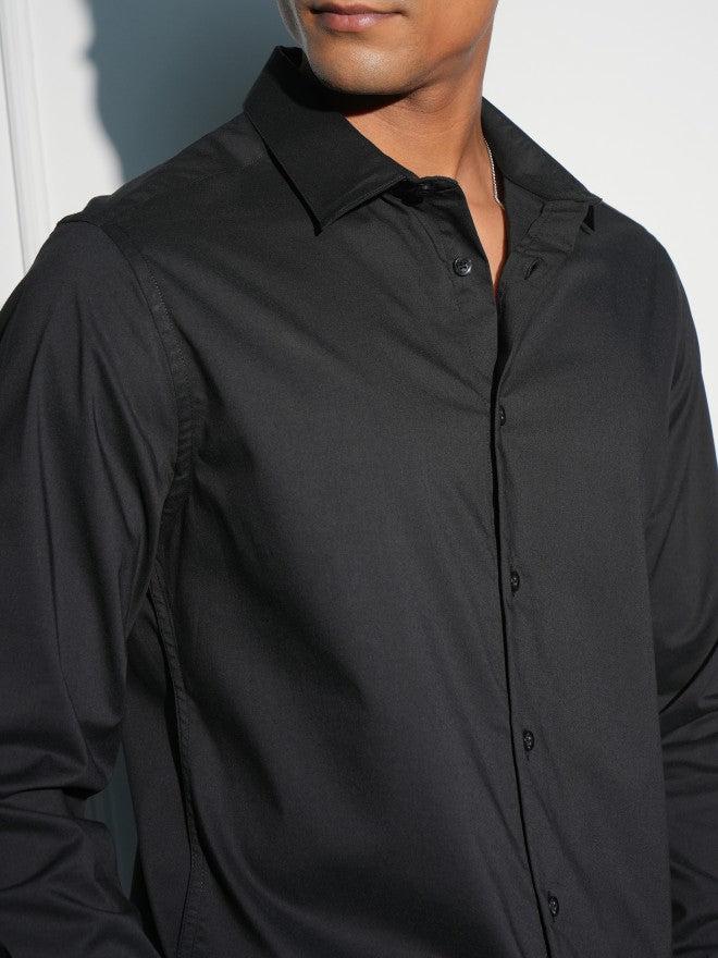 Locomotive Men Black Solid Slim Fit Casual Shirt - Black - Image 5