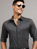 Locomotive Men Charcoal Solid Slim Fit Casual Shirt - Charcoal - Image 1