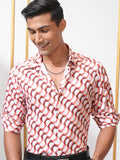 Locomotive Men Red Printed Slim Fit Casual Shirt - Red - Image 1