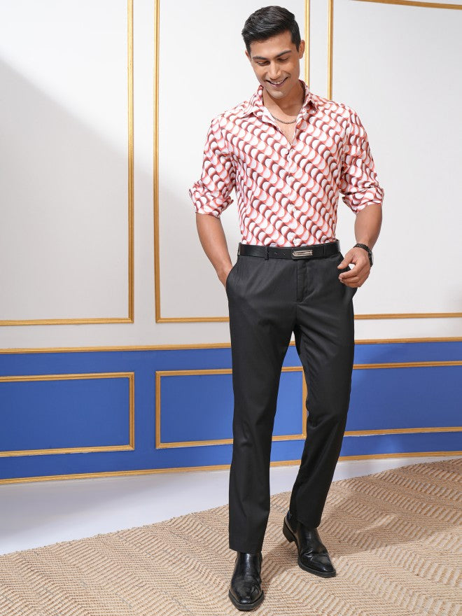 Locomotive Men Red Printed Slim Fit Casual Shirt - Red - Image 2