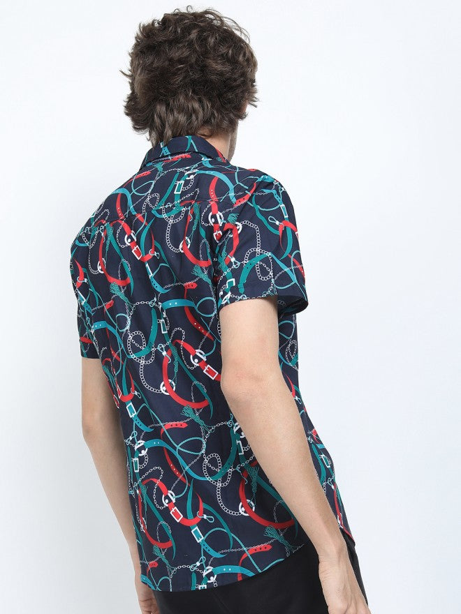 Locomotive Men Black Printed Slim Fit Casual Shirt - Black - Image 2