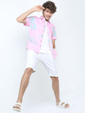 Locomotive Men Pink Printed Slim Fit Casual Shirt - Pink - Image 1
