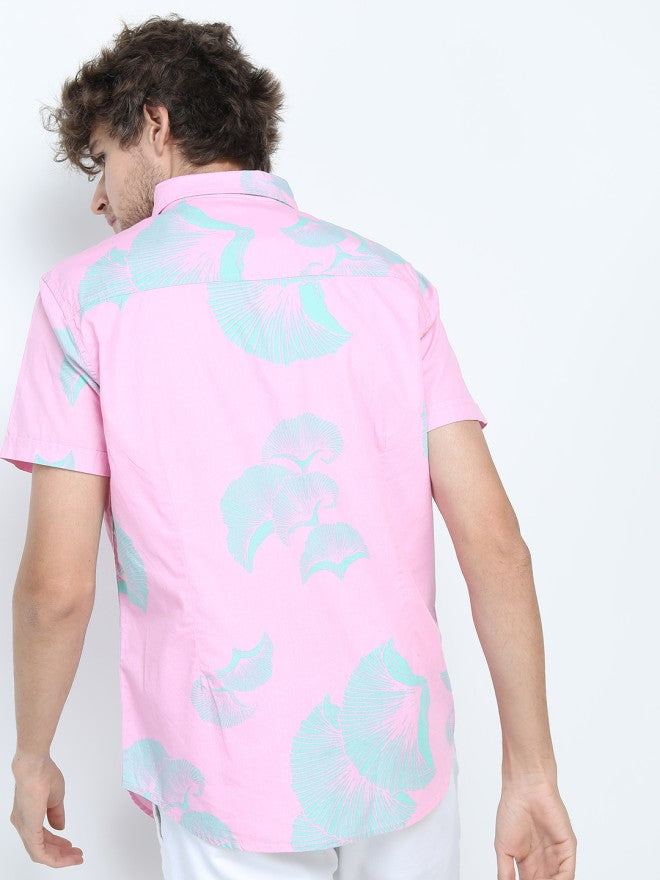 Locomotive Men Pink Printed Slim Fit Casual Shirt - Pink - Image 2