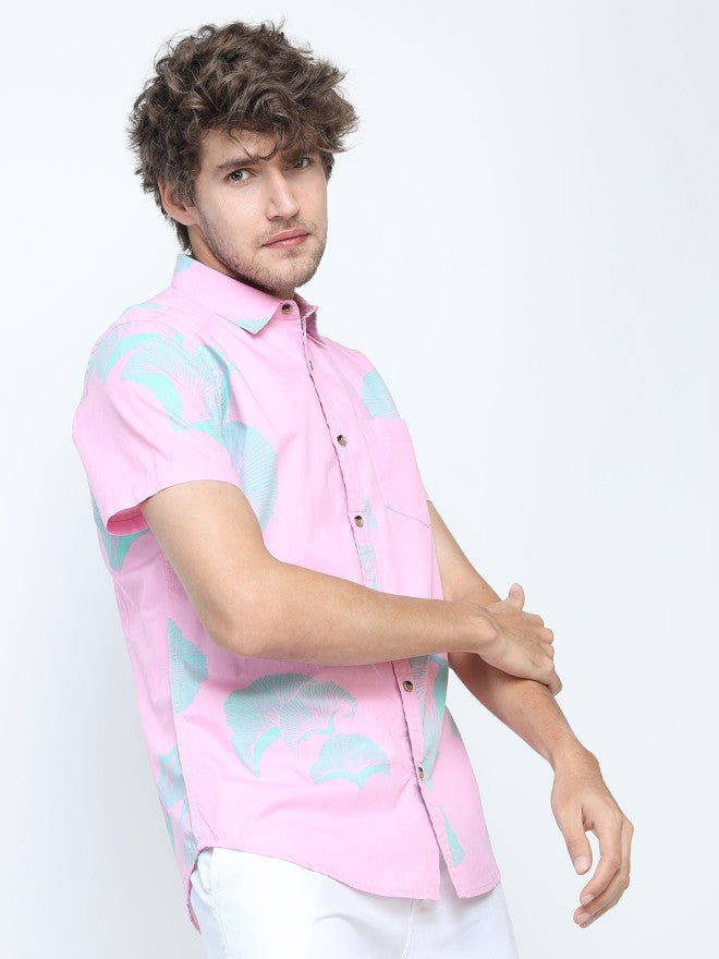 Locomotive Men Pink Printed Slim Fit Casual Shirt - Pink - Image 5