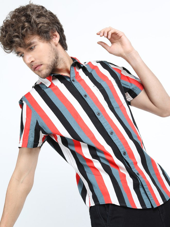 Highlander Men Multi Striped Slim Fit Casual Shirt - Multi - Image 5