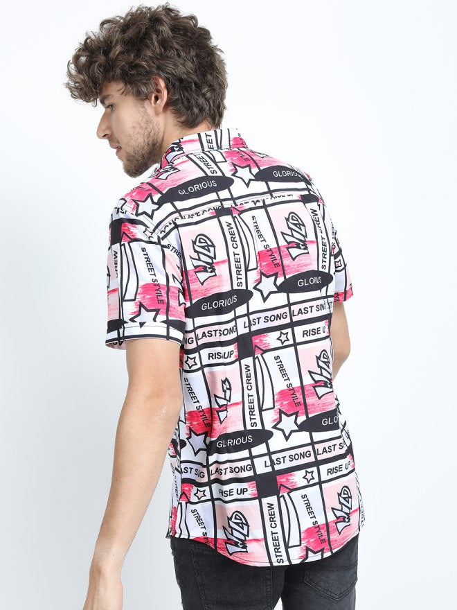 Locomotive Men Red Printed Slim Fit Casual Shirt - Red - Image 2