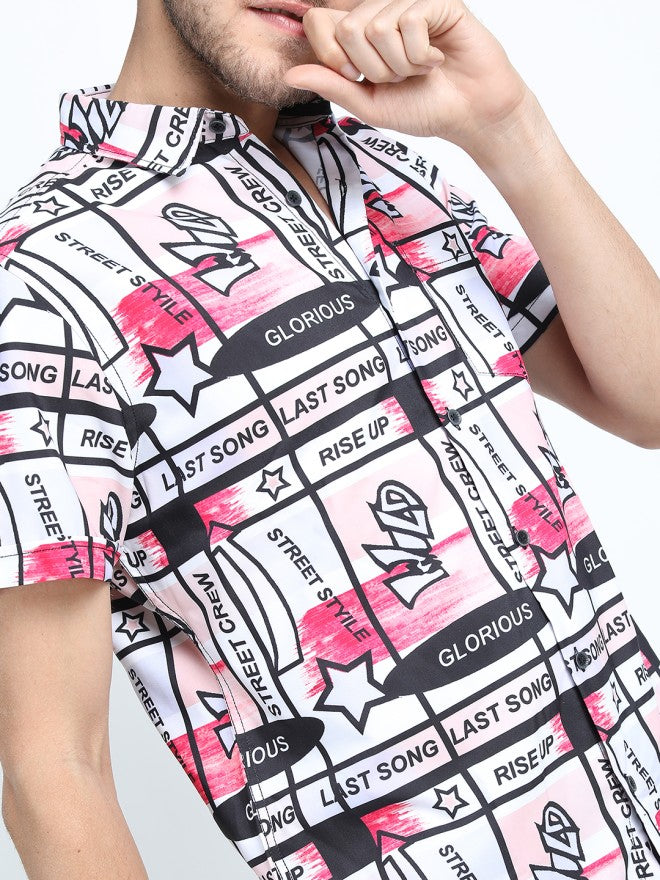 Locomotive Men Red Printed Slim Fit Casual Shirt - Red - Image 3