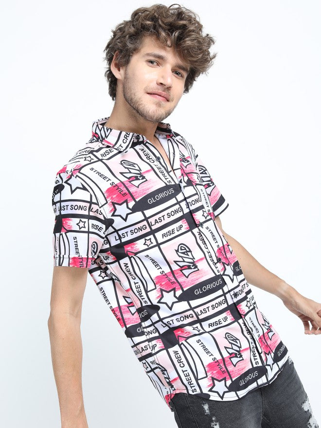 Locomotive Men Red Printed Slim Fit Casual Shirt - Red - Image 5