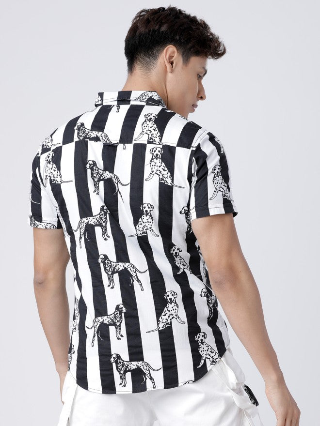 Locomotive Men White Printed Slim Fit Casual Shirt - White - Image 2