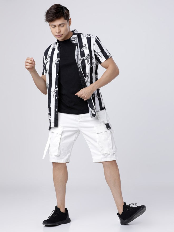 Locomotive Men White Printed Slim Fit Casual Shirt - White - Image 4
