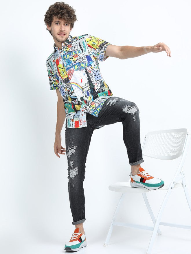 Highlander Men Multi Printed Slim Fit Casual Shirt - Multi - Image 1