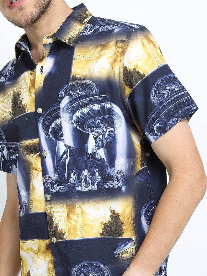 Locomotive Men Yellow Printed Slim Fit Casual Shirt - Yellow - Image 4