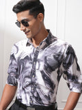 Locomotive Men Mauve Printed Slim Fit Casual Shirt - Charcoal - Image 1