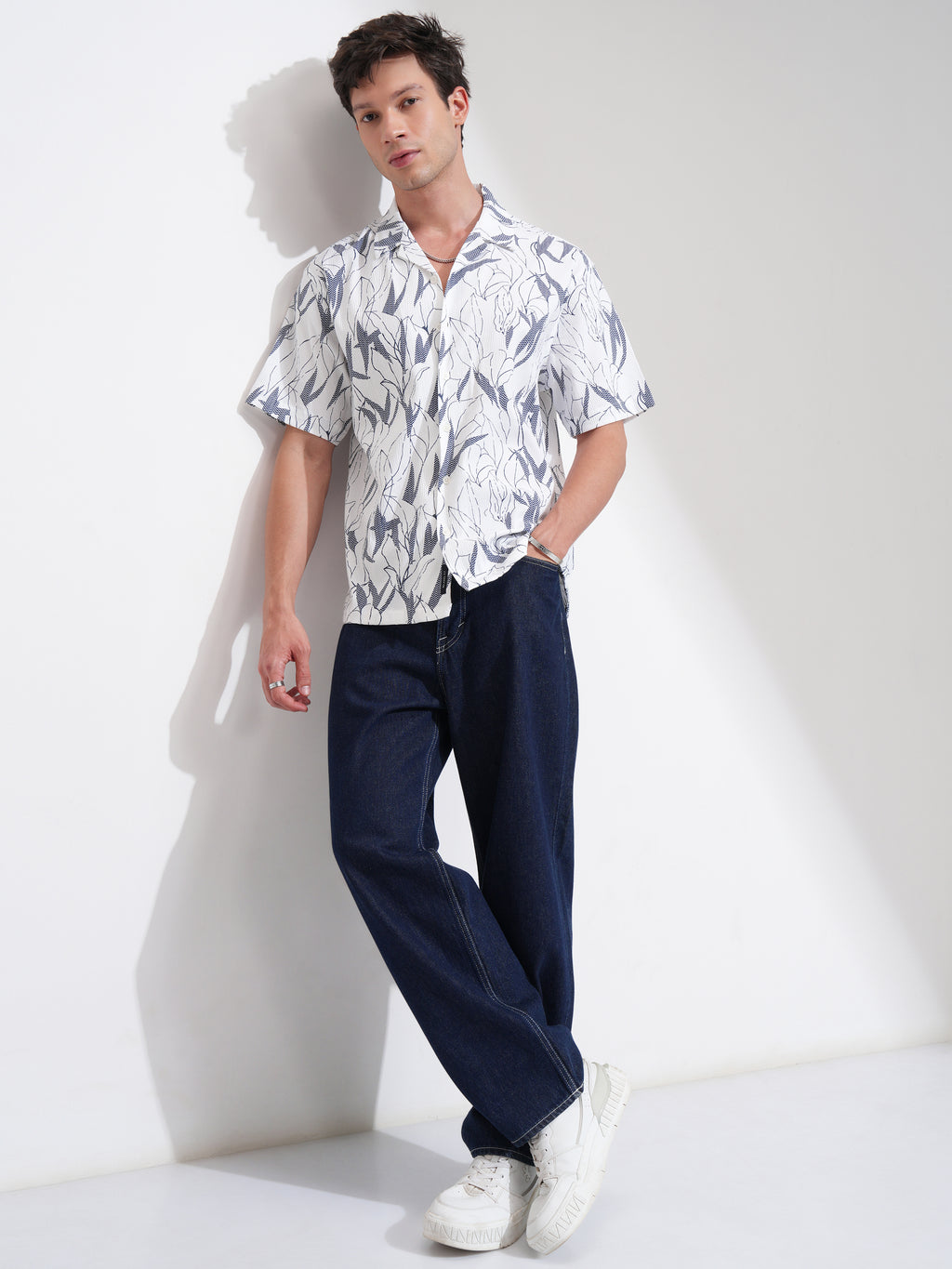 Locomotive Men White Printed Relaxed Fit Casual Shirt - White - Image 2