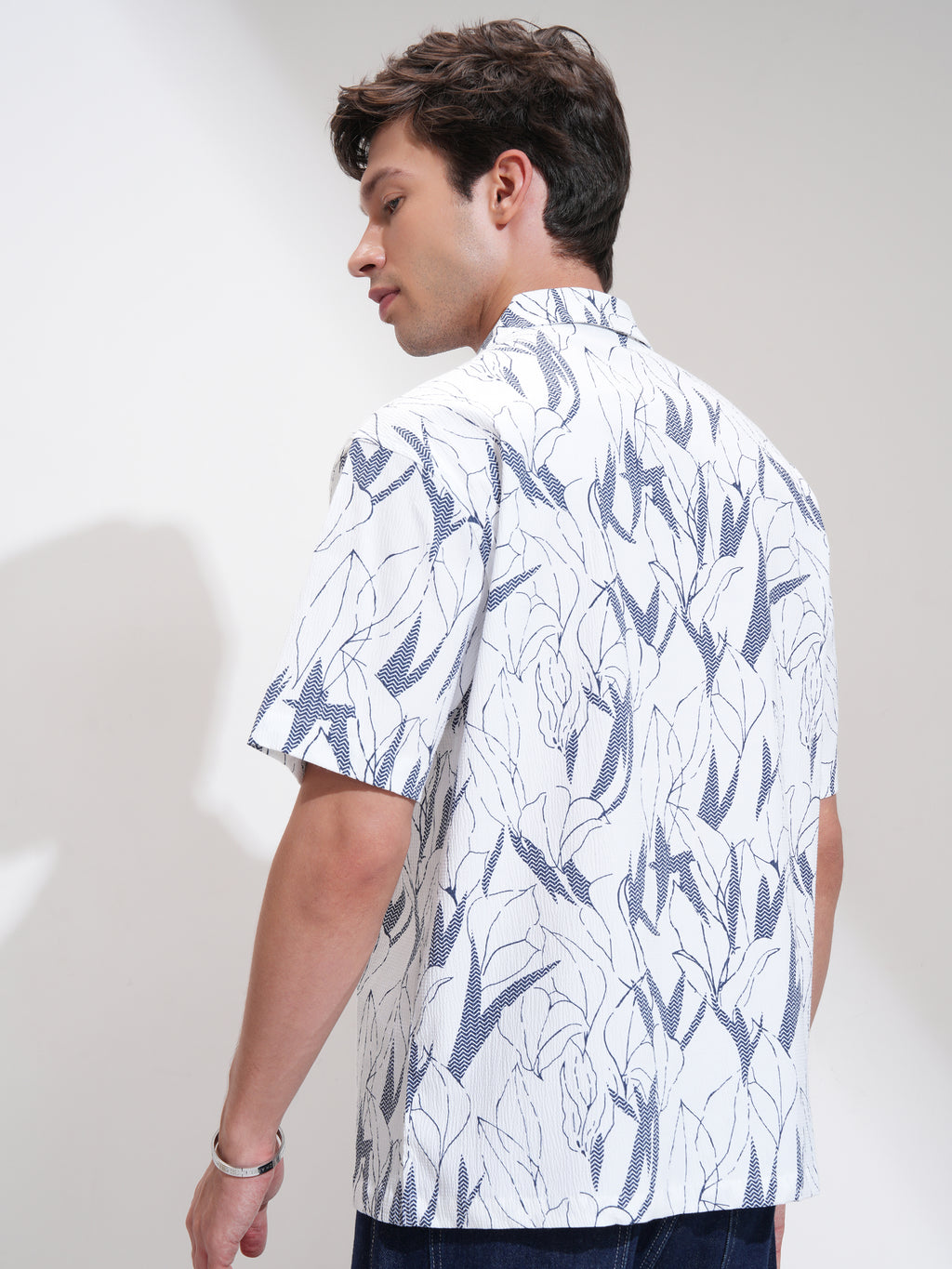 Locomotive Men White Printed Relaxed Fit Casual Shirt - White - Image 3