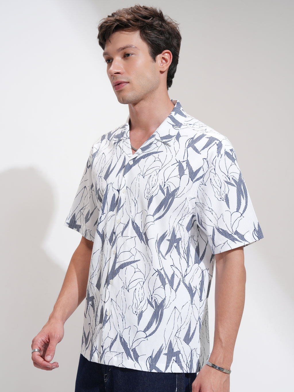 Locomotive Men White Printed Relaxed Fit Casual Shirt - White - Image 4