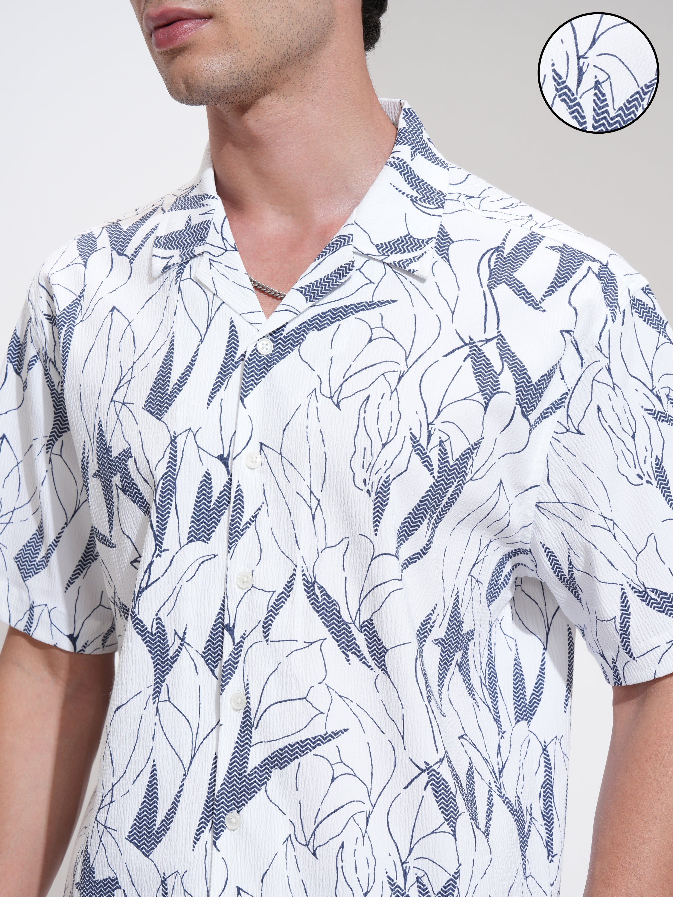 Locomotive Men White Printed Relaxed Fit Casual Shirt - White - Image 5