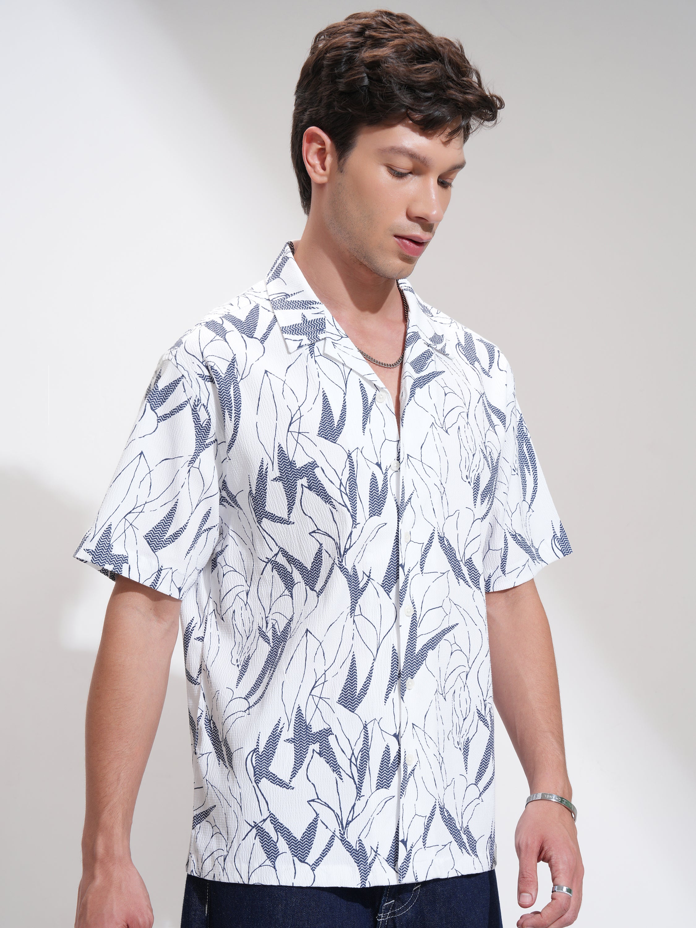 Locomotive Men White Printed Relaxed Fit Casual Shirt - White - Image 6