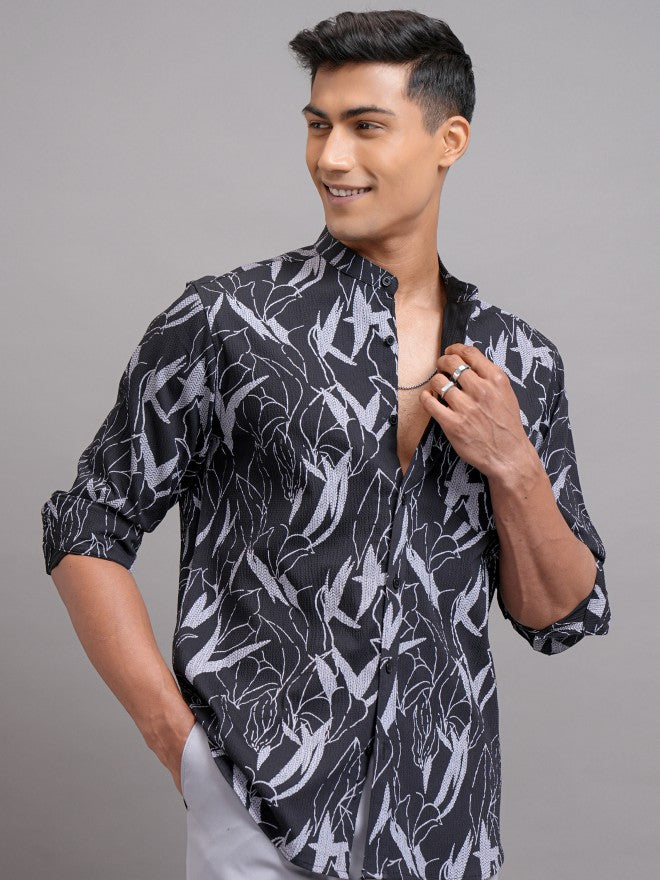 Locomotive Men Navy Blue Printed Regular Fit Casual Shirt - Navy Blue - Image 6