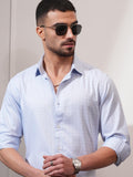 Locomotive Men Blue Self Design Slim Fit Casual Shirt - Blue - Image 1