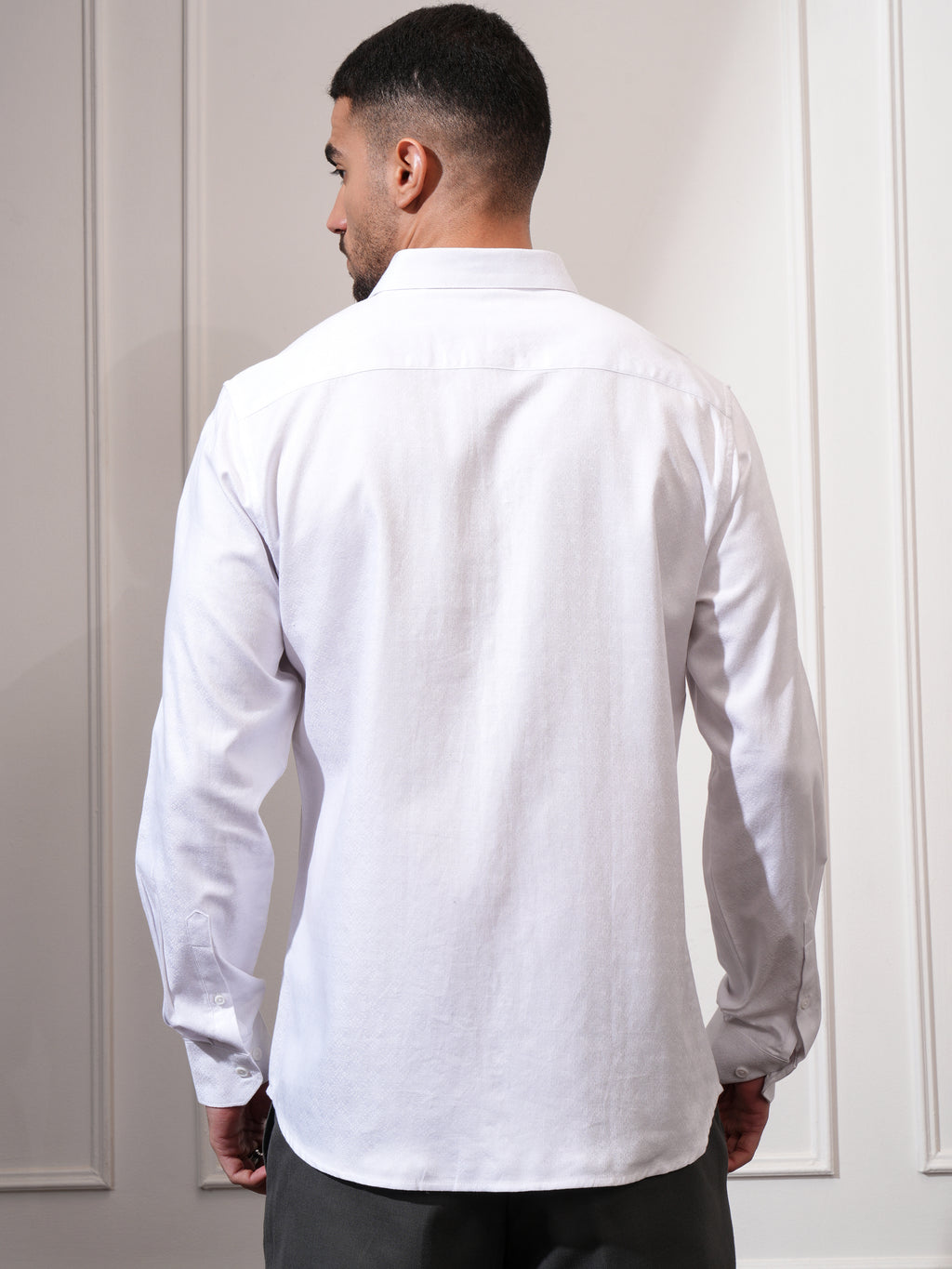 Locomotive Men White Textured Slim Fit Casual Shirt - White - Image 3