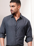 Locomotive Men Grey Checked Slim Fit Casual Shirt - Grey - Image 1