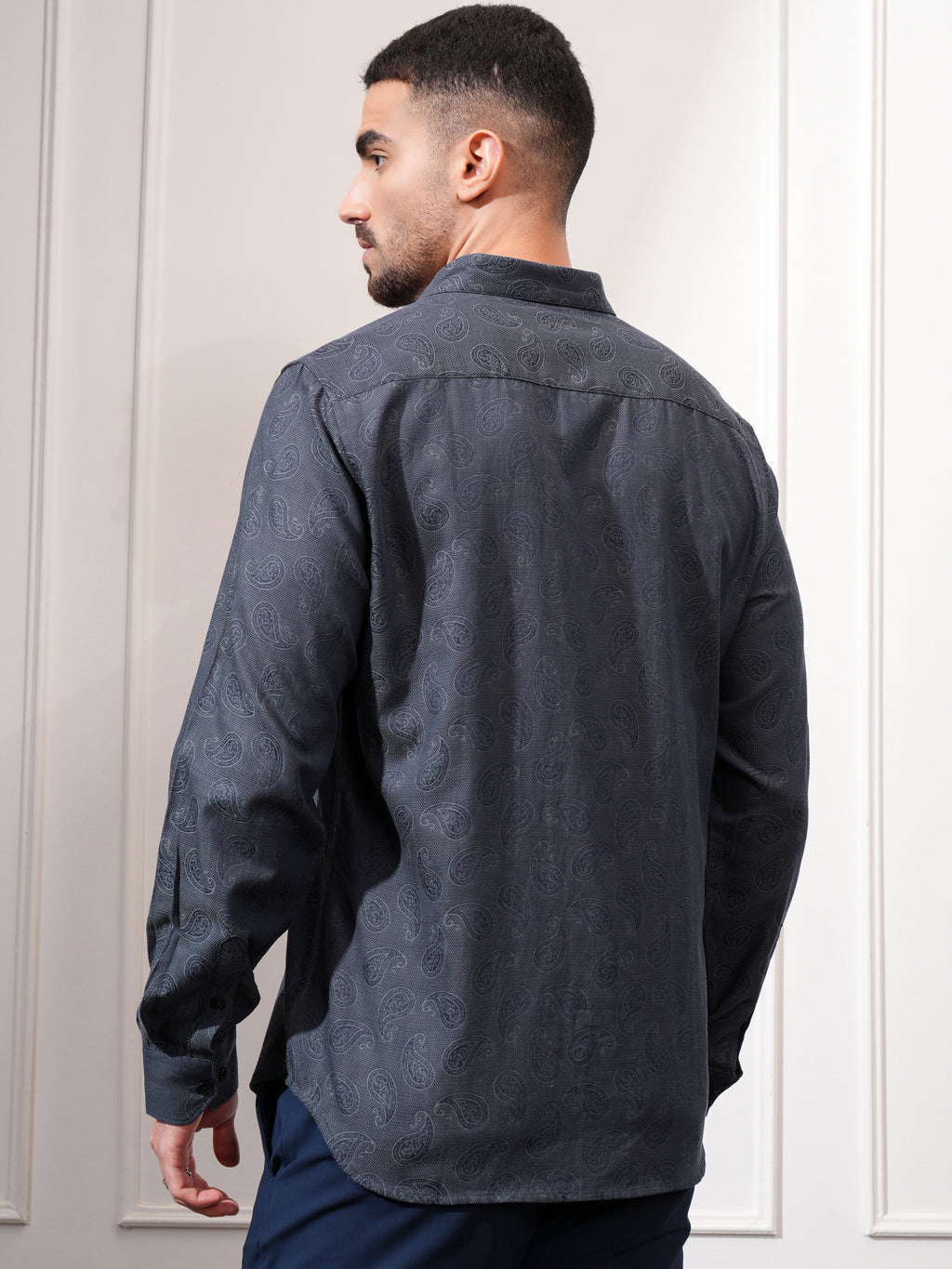 Locomotive Men Grey Checked Slim Fit Casual Shirt - Grey - Image 3
