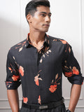 Locomotive Men Black Printed Slim Fit Casual Shirt - Black - Image 1