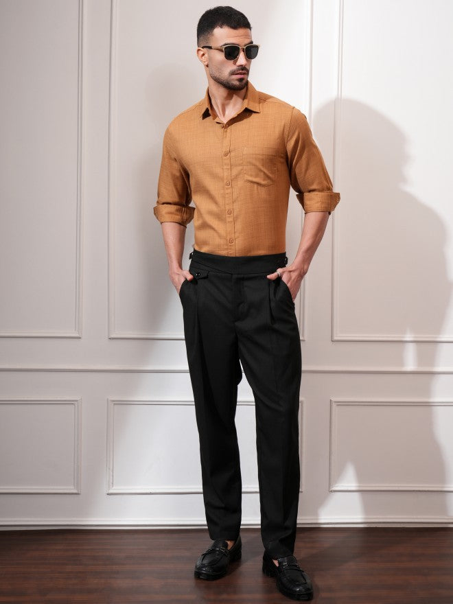 Locomotive Men Orange Solid Slim Fit Casual Shirt - Orange - Image 2