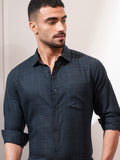 Locomotive Men Navy Blue Solid Slim Fit Casual Shirt - Navy Blue - Image 1