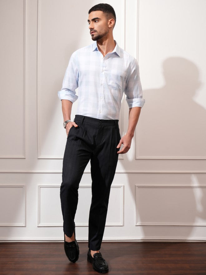 Locomotive Men Blue Checked Slim Fit Casual Shirt - Blue - Image 2