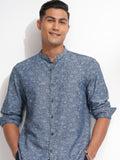 Locomotive Men Blue Printed Regular Fit Casual Shirt - Blue - Image 1
