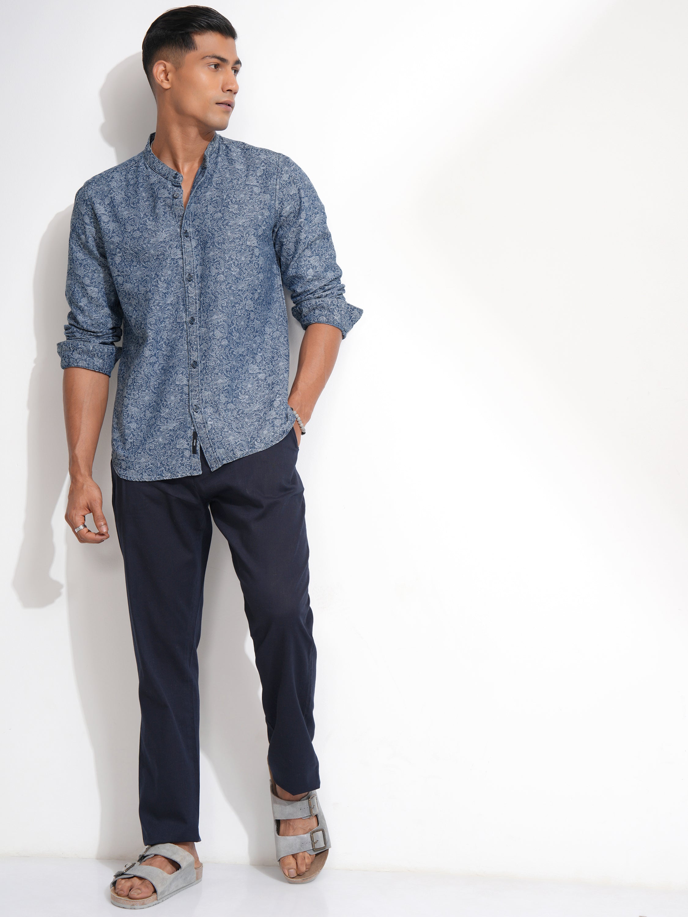 Locomotive Men Blue Printed Regular Fit Casual Shirt - Blue - Image 2