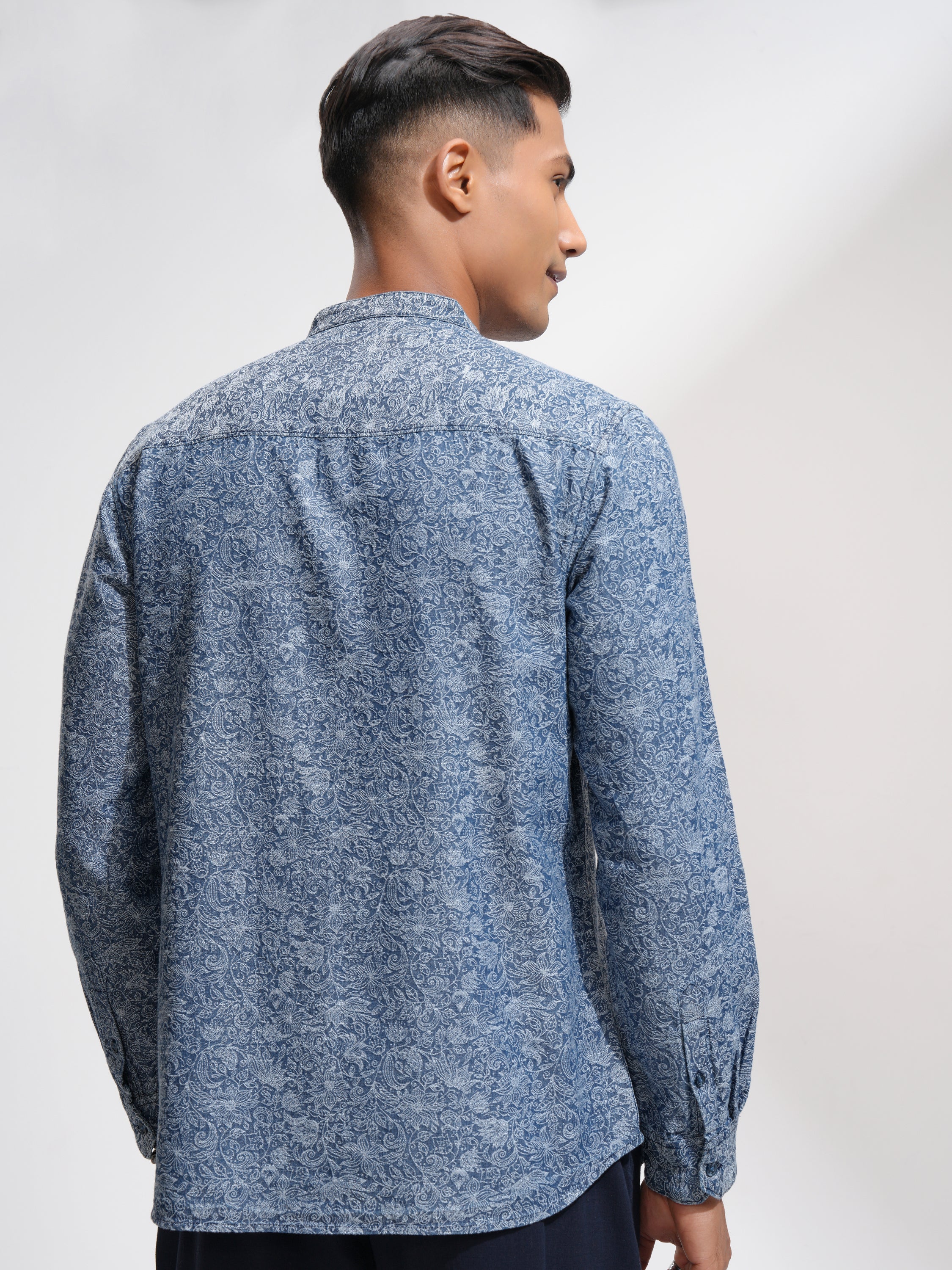 Locomotive Men Blue Printed Regular Fit Casual Shirt - Blue - Image 3