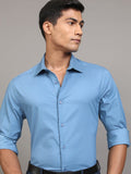 Locomotive Men Blue Solid Slim Fit Casual Shirt - Blue - Image 1