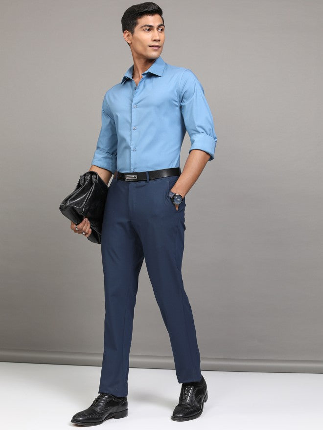 Locomotive Men Blue Solid Slim Fit Casual Shirt - Blue - Image 2