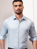Locomotive Men Blue Solid Slim Fit Casual Shirt - Blue - Image 1